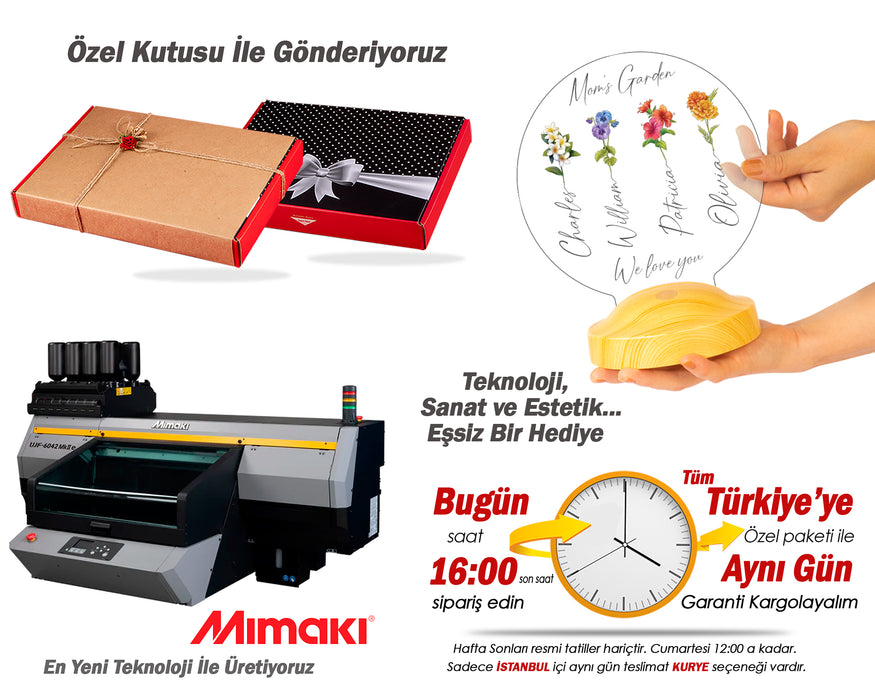 Annemin Bahçesi – Kişiye Özel Çiçekli Anneler Günü Hediyesi LED Lamba | Anneye & Kayınvalideye Hediye