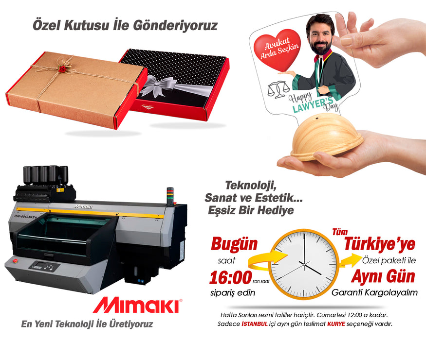 Kişiye Özel Avukatlara Hediye, Avukatlar Günü Hediyesi Avukata Özel Hediye Resimli Led Lamba