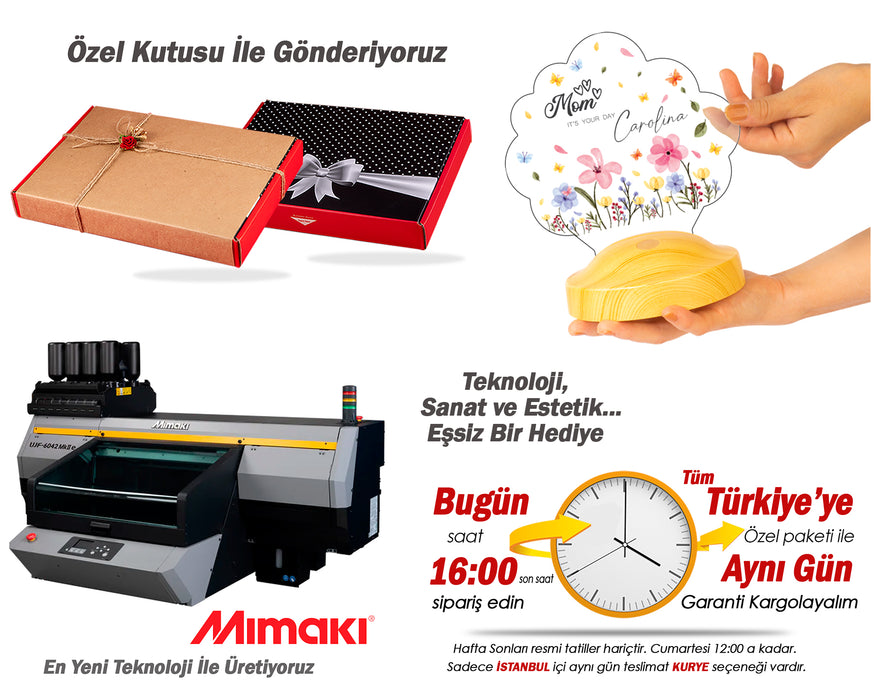 Canım Anneme – Renkli Çiçek Bahçesi LED Lamba | Kişiye Özel Anneler Günü Hediyesi