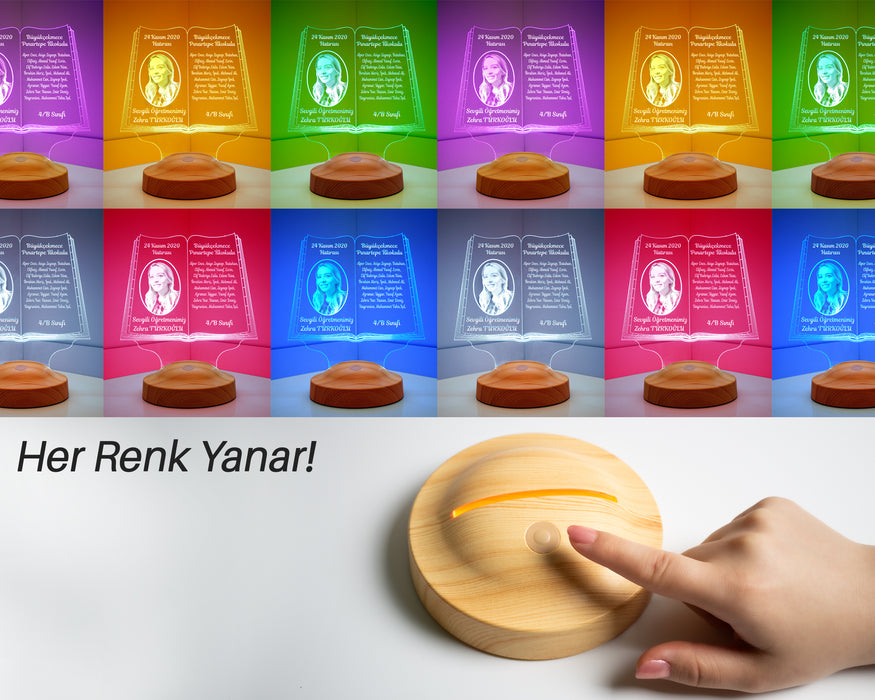 Öğretmenler Günü Hediyesi, Öğretmene Fotoğraflı Hediye, Mezuniyet Hatırası Hediyesi, Kişiye Özel Resimli Led Lamba