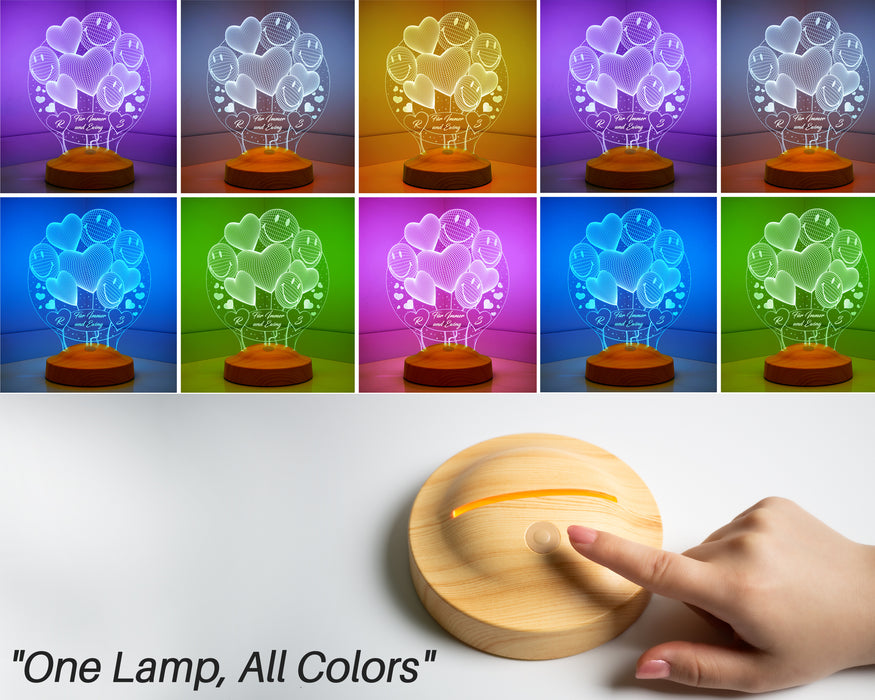 Babalar Günü Hediyesi Smiley Kalpler Babaya Hediye 3 Boyutlu Led Lamba