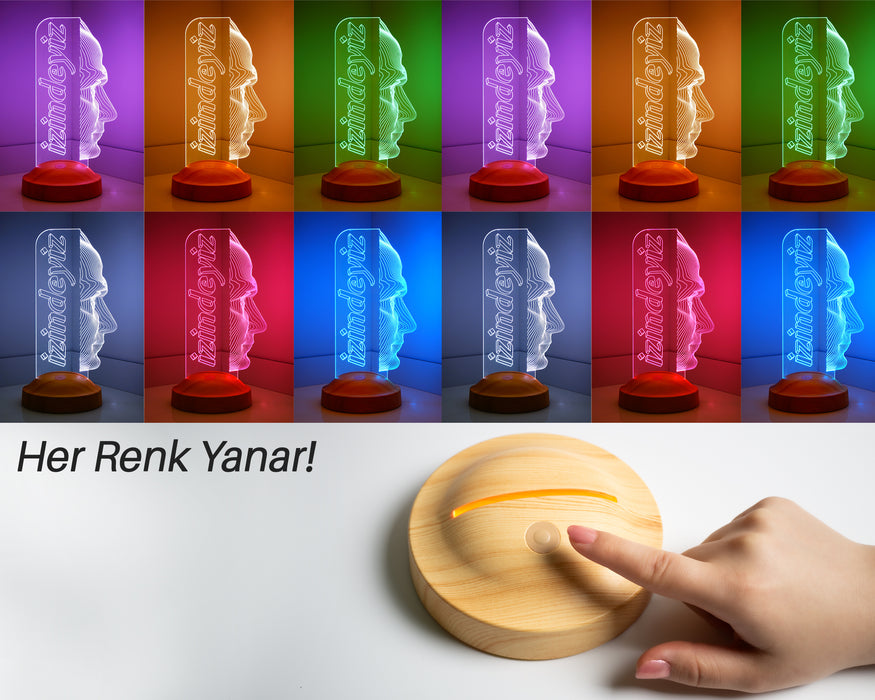 Atatürk Temalı Hediyelik Ürünler Atatürk İzindeyiz Gecelambası 3D Led Lamba, Atam İzindeyiz Sloganı, Ofis ve İşyeri Hediyesi