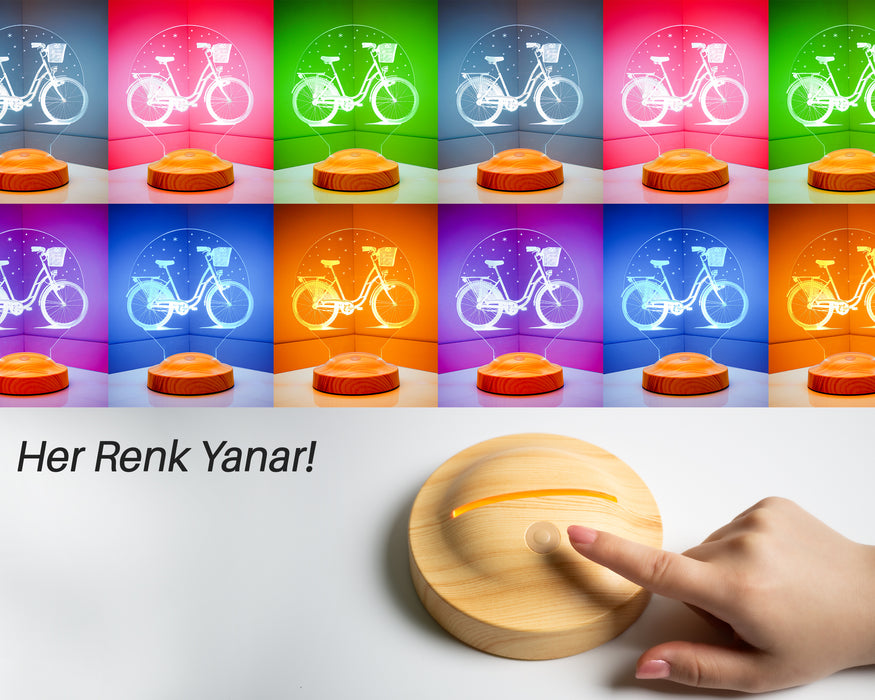 Nostaljik Bisiklet Doğum Günü Hediyesi 3 Boyutlu Led Lamba