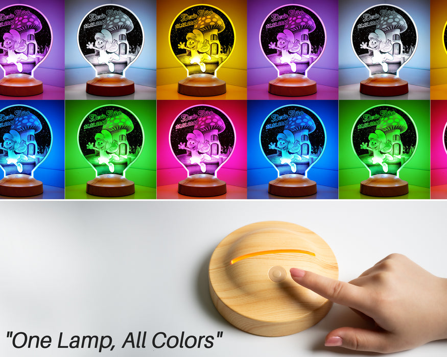 Şirine Şirinler Kişiye Özel Çocuklara Hediye Led Lamba