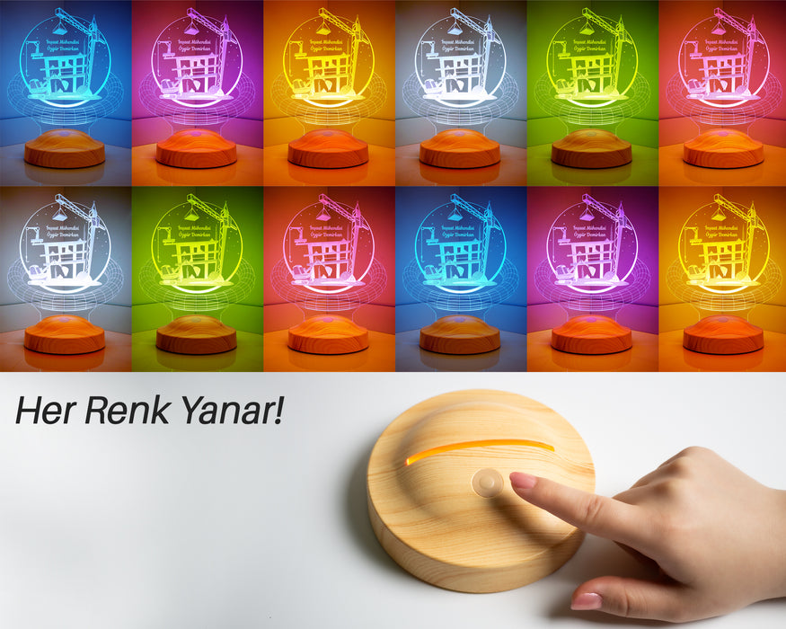 3D İnşaat Mühendisi Hediyesi 3 Boyutlu Led Lamba
