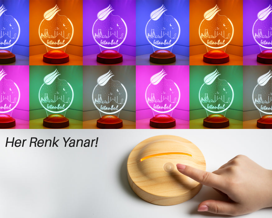 İstanbul Temalı, İstanbul Aşığına, İstanbul Hatırası Led Lamba, 3 Boyutlu Led Lamba