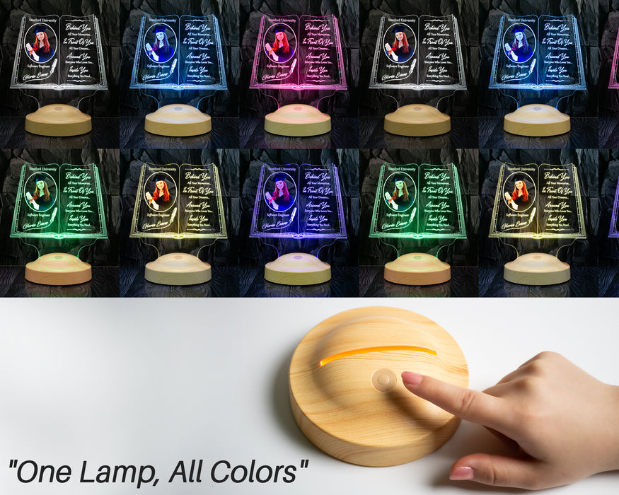 Fotoğraflı Mezuniyet Hediyesi LED Kitap Lamba / Personalized Graduation Book Lamp with Photo