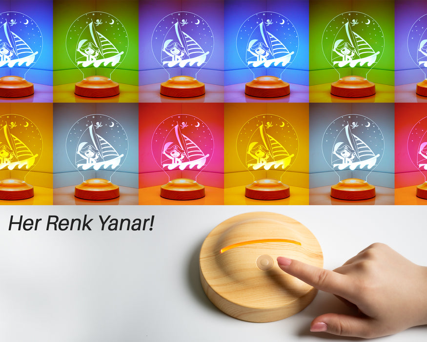 Korsan Temalı Erkek Çocuk Odası Hediyesi Led Lamba