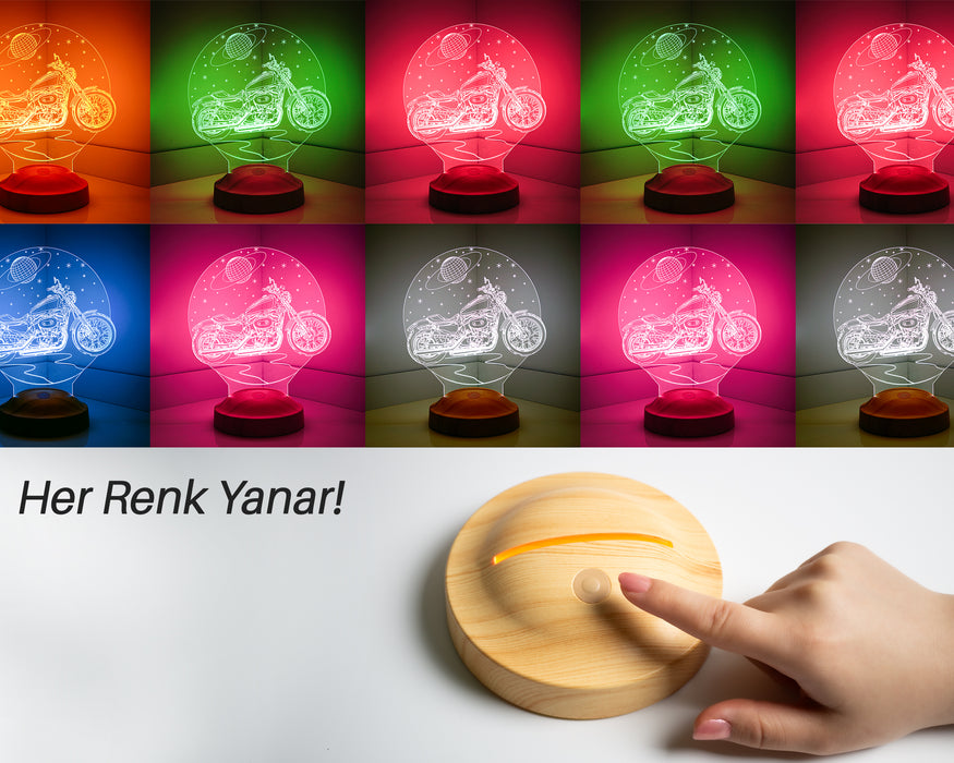 Chopper Motorsiklet, Motor Hayranlarına Hediye 3 Boyutlu, kişiye Özel motosiklet 3D Led Lamba