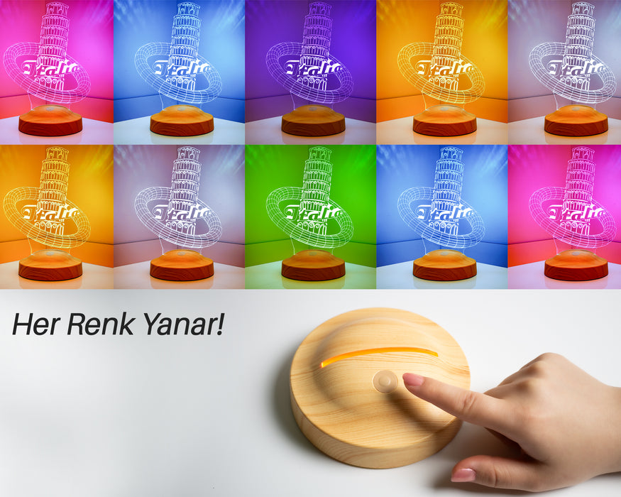 3 Boyutlu İtalya Pisa Kulesi Led Lamba
