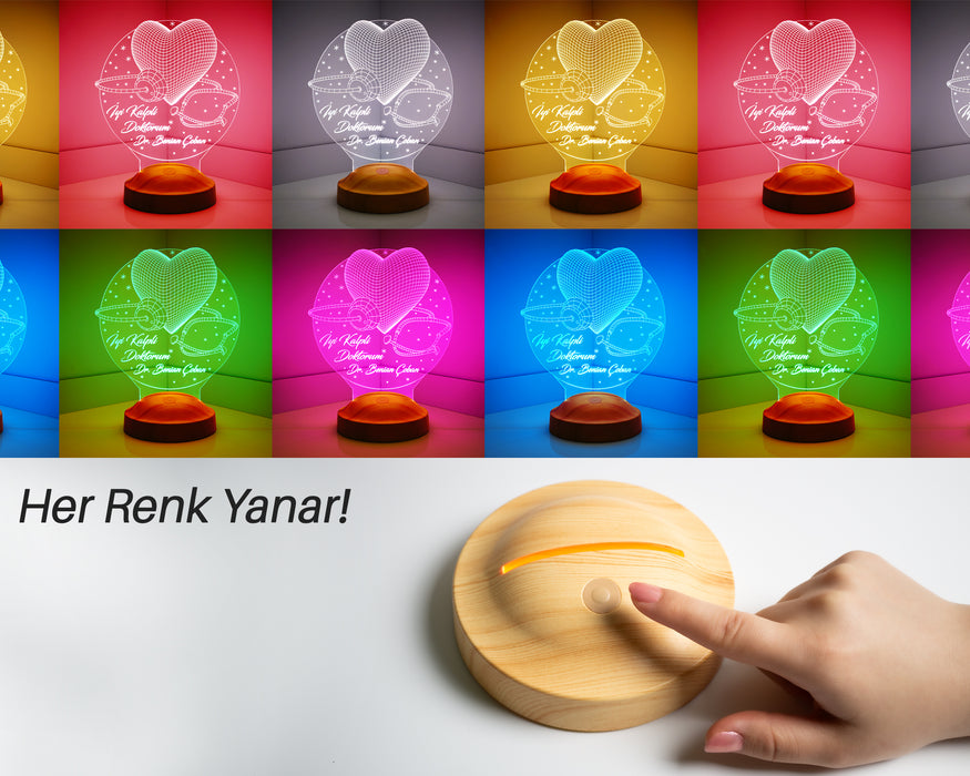 Doktora Hediye, İsimli Canım Doktorum Hediyes 3 Boyutlu Led Lamba 14 Mart Tıp Bayramı Hediyesi