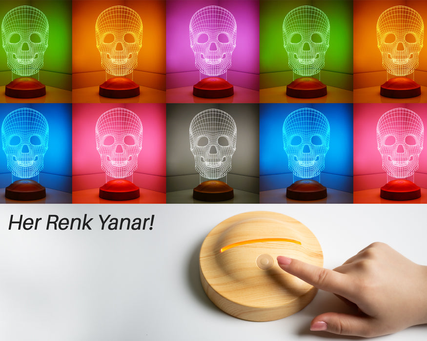 3 Boyutlu Kuru Kafa Led Lamba