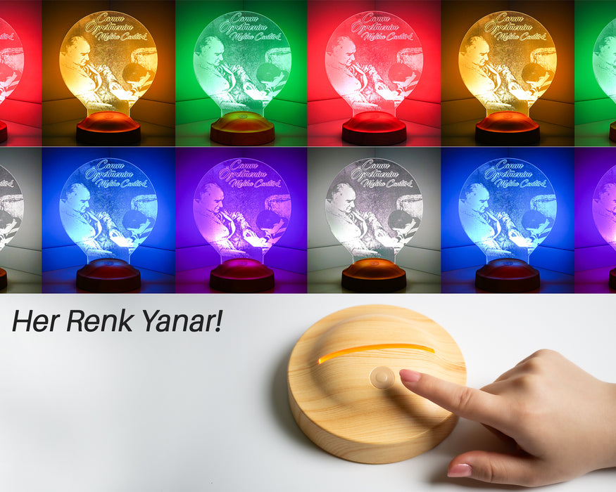 Canım Öğretmenim Atatürk, Öğretmenler Günü Hediyesi, Mezuniyet Hatırası Hediyesi, Kişiye Özel Lamba