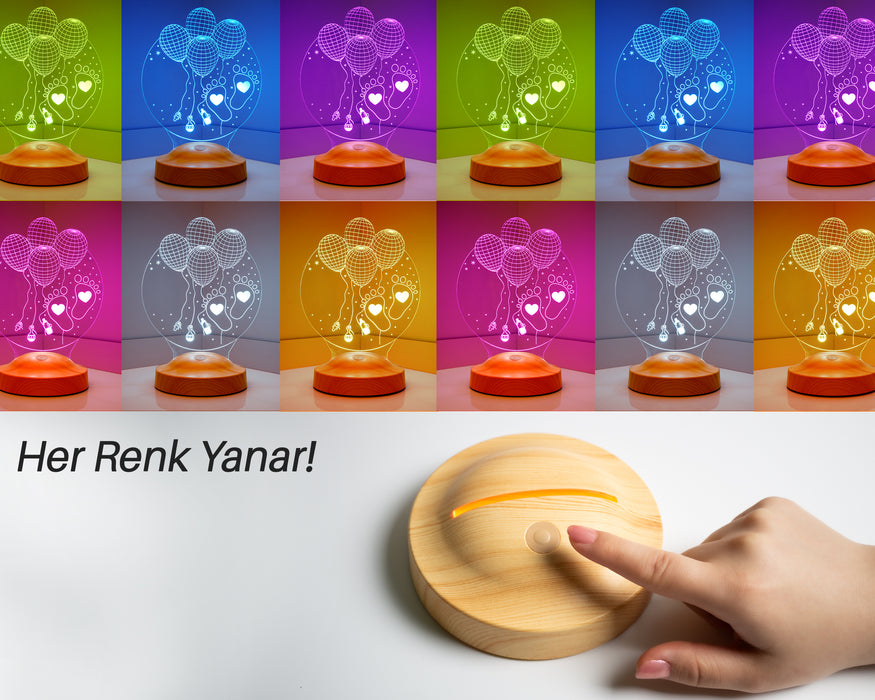 Hoş Geldin Bebek Hediyesi 3 Boyutlu Led Lamba, Bebek Görme Hediyesi, Yeni Doğan Bebek Hastane Hediyesi