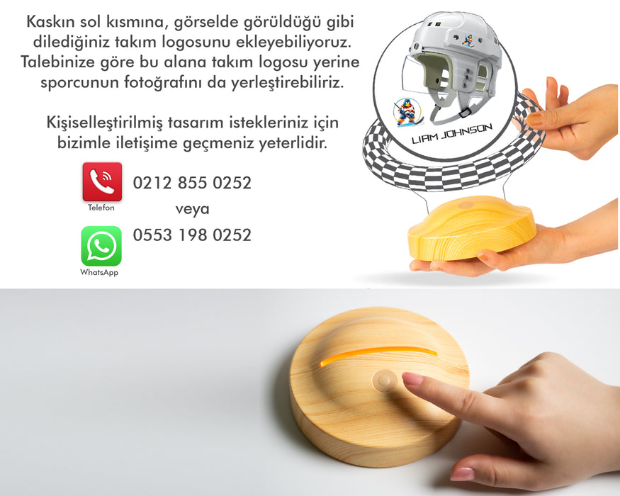 Buz Hokeyi Hediyesi Kişiye Özel Led Lamba Buz Hokeyi Oyuncusuna Özel Hediye