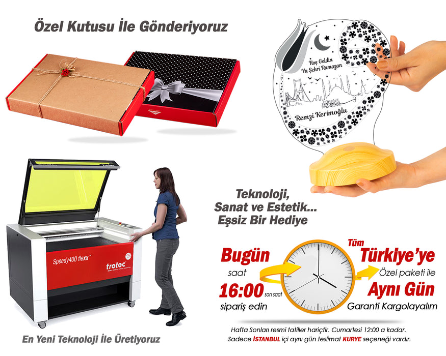 Ramazan Hediyesi Vav Ve İstanbul Kişiye Özel Led Lamba