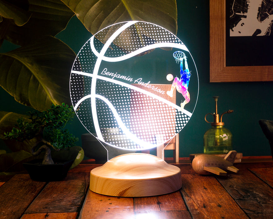 Basketbol Topu Figürlü 3D LED Lamba – İsimli Basketbolcu Hediyesi