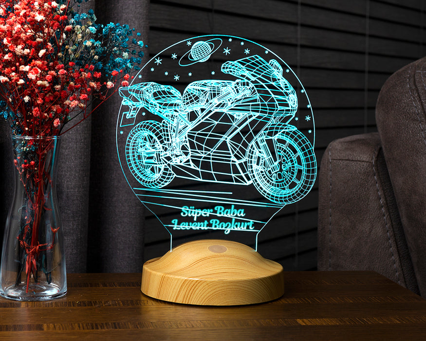 Babalar Günü Hediyesi Motosiklet Racing Motor Hayranları 3 Boyutlu, 3D Led Lamba