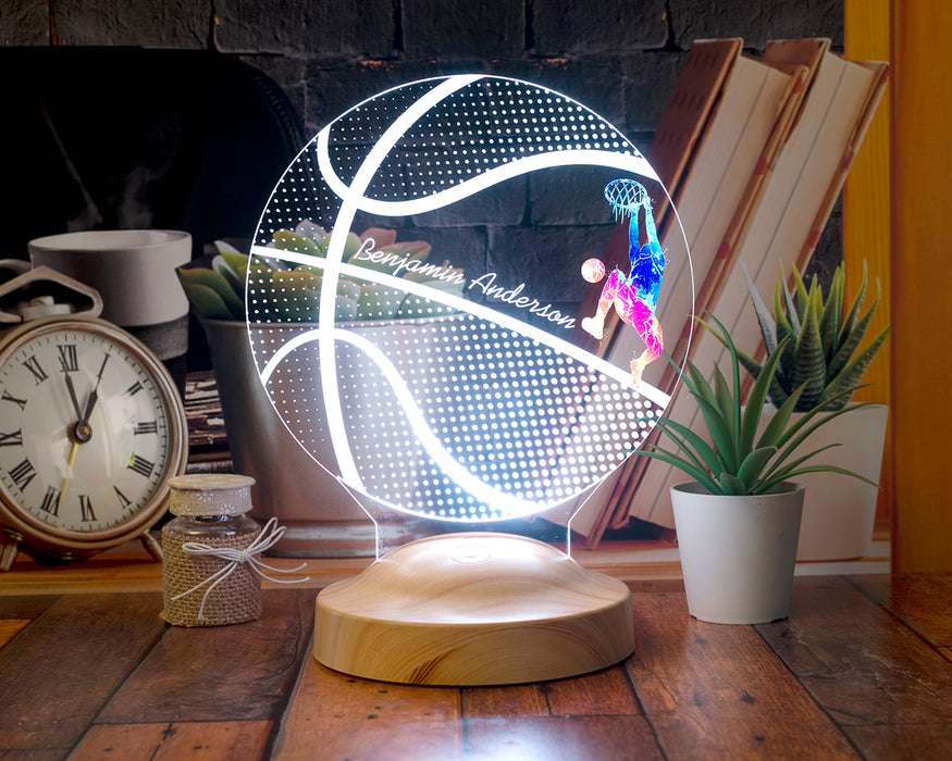 Basketbol Topu Figürlü 3D LED Lamba – İsimli Basketbolcu Hediyesi