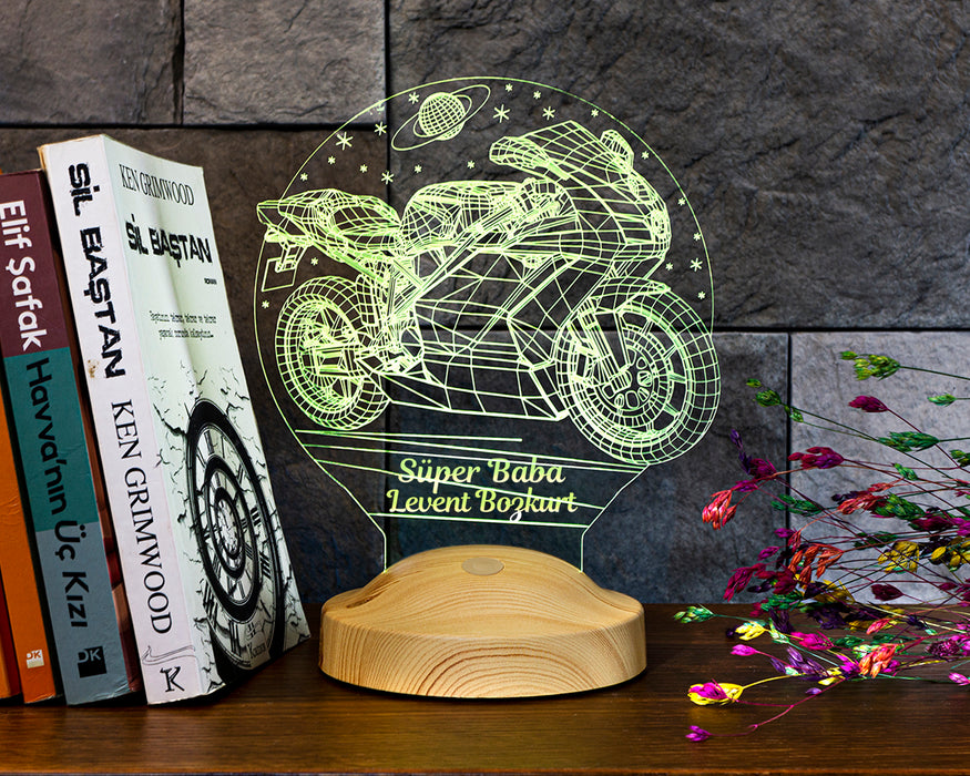 Babalar Günü Hediyesi Motosiklet Racing Motor Hayranları 3 Boyutlu, 3D Led Lamba