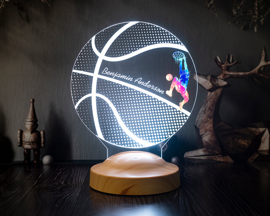Basketbol Topu Figürlü 3D LED Lamba – İsimli Basketbolcu Hediyesi