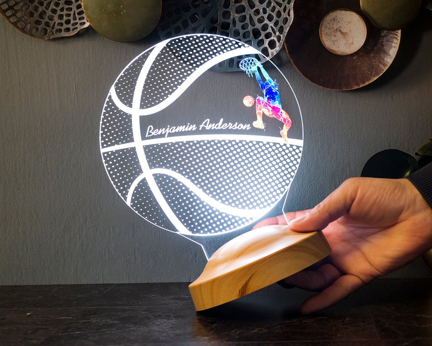 Basketbol Topu Figürlü 3D LED Lamba – İsimli Basketbolcu Hediyesi