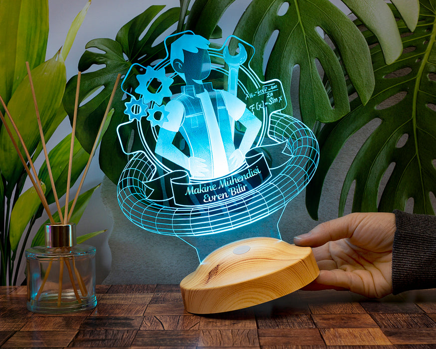 Mühendisler Günü Hediyesi, Makine Mühendisi Hediyesi Kişiye Özel Hediye Led Lamba