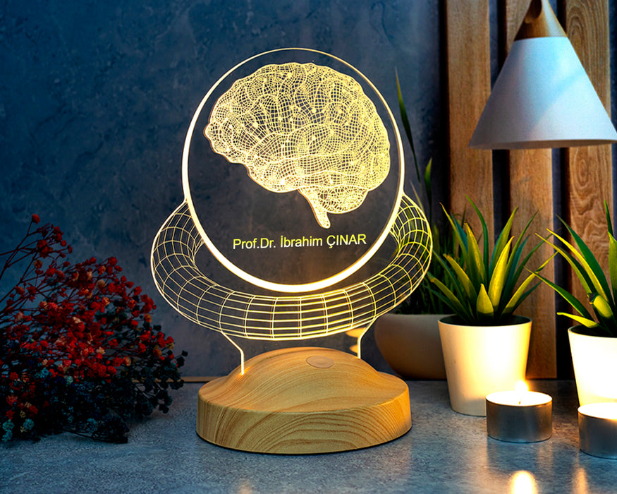 Beyin Tasarımlı 3D Led Lamba, Nöroloji Uzmanı Doktoru Hediyesi, Beyin Cerrahı için Hediye, Tıp Bayramı Hediyesi