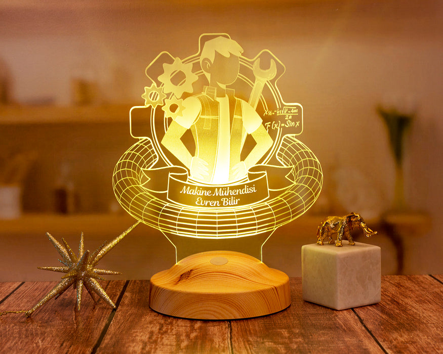 Mühendisler Günü Hediyesi, Makine Mühendisi Hediyesi Kişiye Özel Hediye Led Lamba