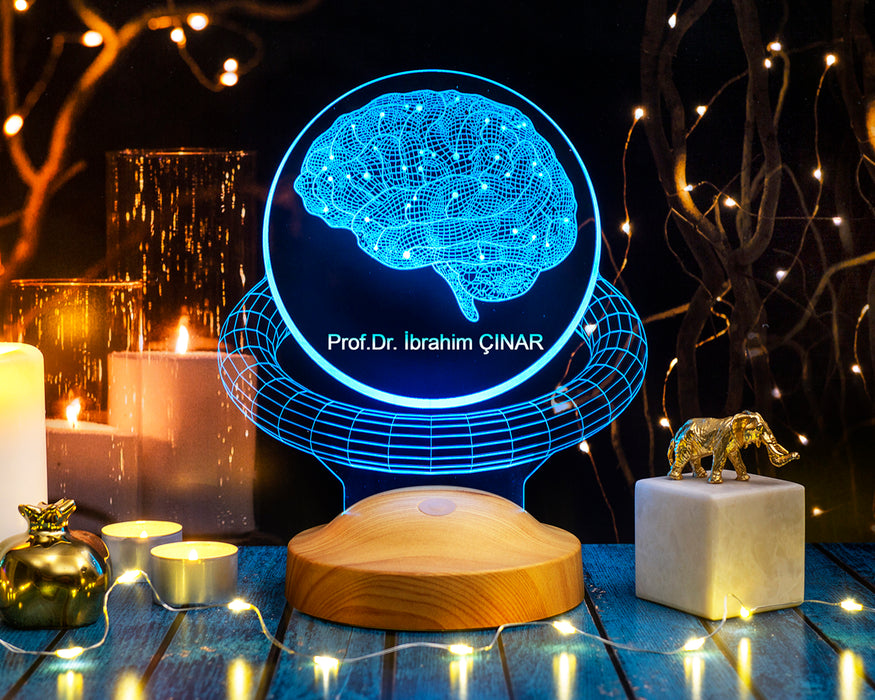 Beyin Tasarımlı 3D Led Lamba, Nöroloji Uzmanı Doktoru Hediyesi, Beyin Cerrahı için Hediye, Tıp Bayramı Hediyesi
