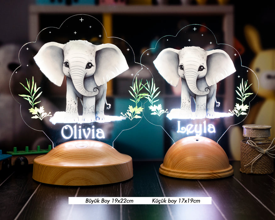 Fil Figürlü LED Lamba – İsimli Bebek Odası Hediyesi