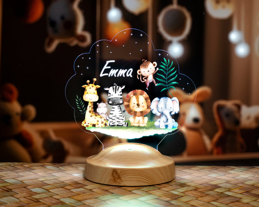 Safari Konseptli LED Lamba – Hayvan Figürlü Çocuk Hediyesi