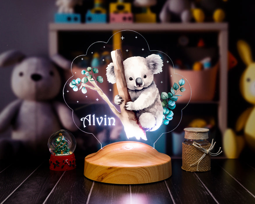 Koala Figürlü LED Lamba – İsimli Bebek Doğum Günü Hediyesi
