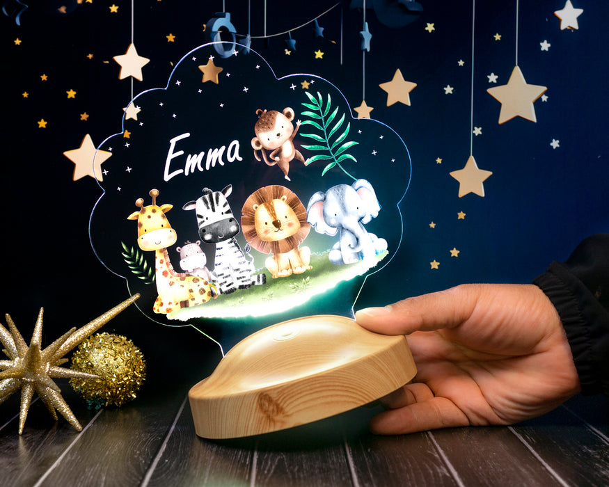 Safari Konseptli LED Lamba – Hayvan Figürlü Çocuk Hediyesi