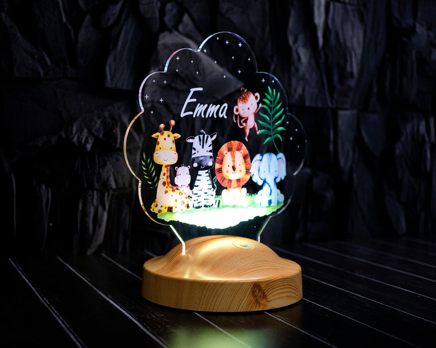 Safari Konseptli LED Lamba – Hayvan Figürlü Çocuk Hediyesi