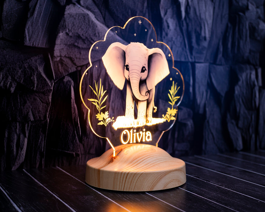 Fil Figürlü LED Lamba – İsimli Bebek Odası Hediyesi