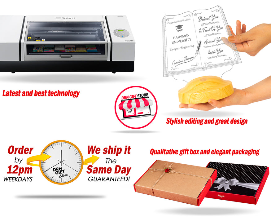 Kişiye Özel Mezuniyet Hediyesi LED Kitap Lamba (ingilizce yazılı versiyonu) / Personalized Graduation Gift Book Lamp