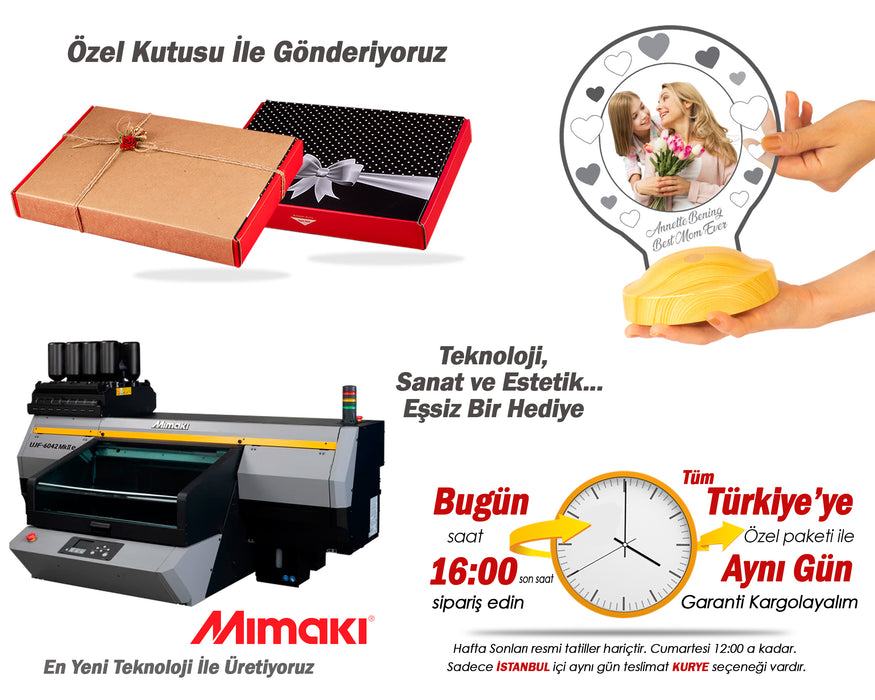 Anneler Günü Hediyesi, Fotoğraflı Led Gece Lambası, Anneye Fotoğraflı Hediye Led Lamba