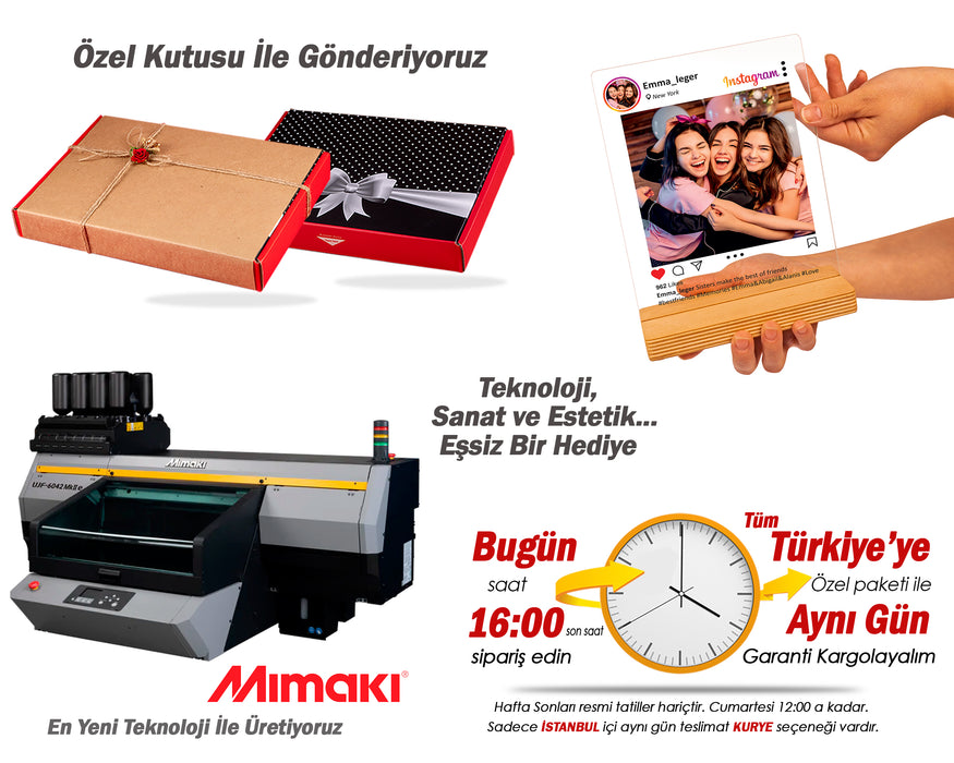 Kişiye Özel Pleksi Şeffaf Tablo Fotoğraflı İnstagram Post Hediyesi Özel Hediye Paketli