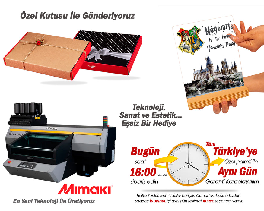 Kişiye Özel Pleksi Şeffaf Çerçeve Fotoğraflı Harry Potter Hogwarts Hediyesi Hediye Paketli