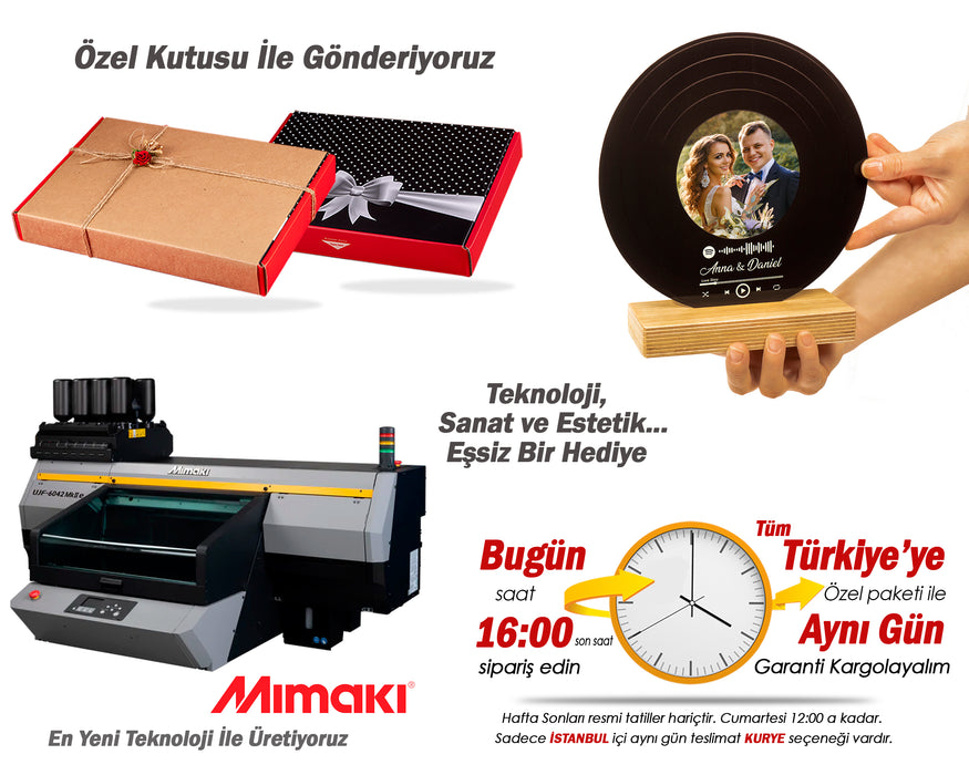 Kişiye Özel Pleksi Plak Resimli Spotify Barkodlu Hediye Paketli