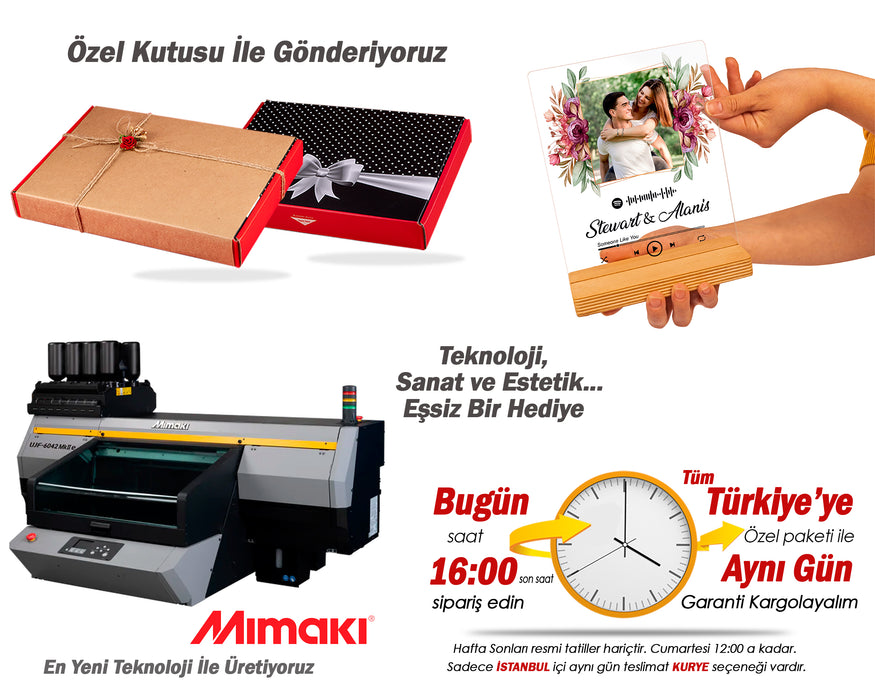 Kişiye Özel Pleksi Şeffaf Tablo Fotoğraflı Spotify Barkodlu Hediye Paketli