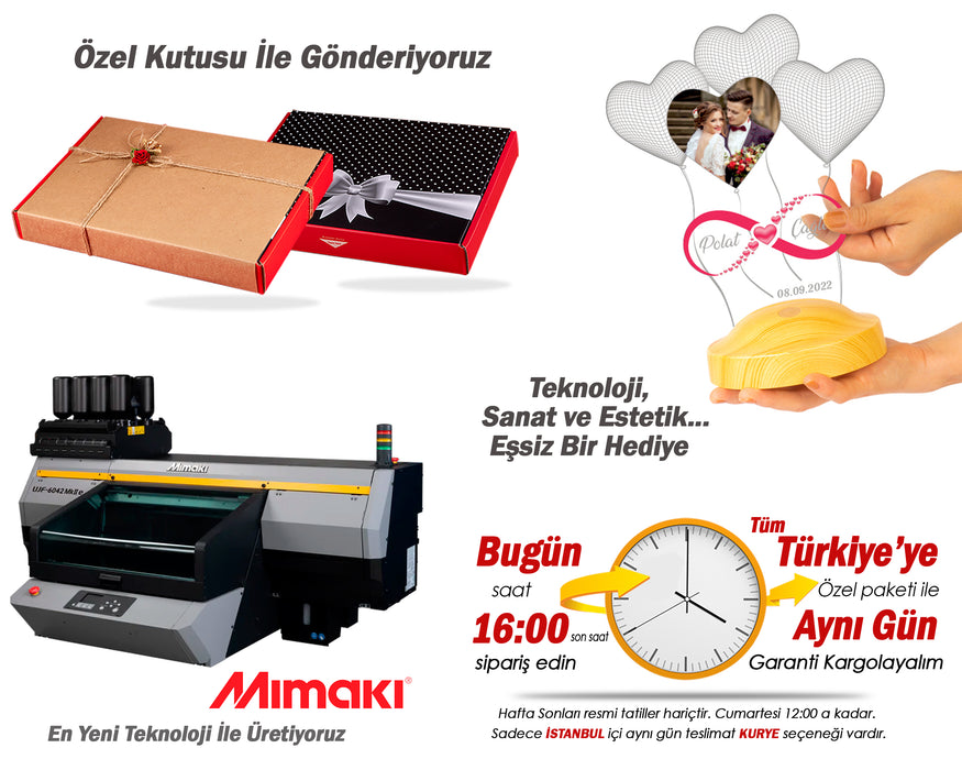 Resimli Sevgililer Günü Hediyesi Fotoğraflı Sonsuz Aşk Hediyesi, Sevgiliye, Eşe Hediye Kişiye Özel 3D Boyutlu Led