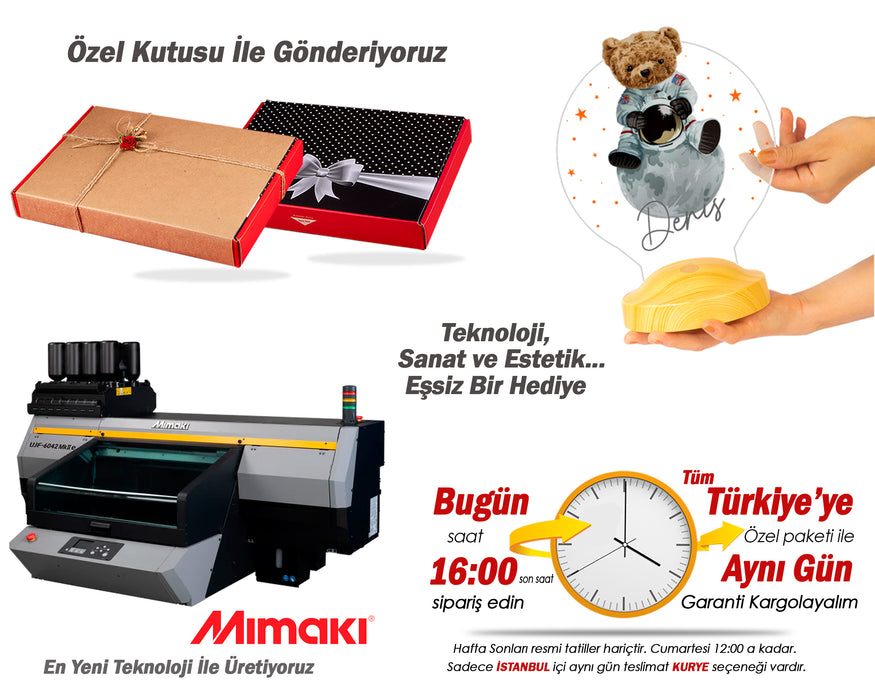 Hoş Geldin Bebek Hediyesi Ayıcık Gece Lambası, Teddy Bear Kişiye Özel Doğum Günü Hediyesi, Ayı Teddy Led Lamba Aydınlatması