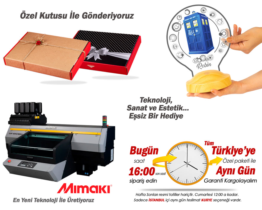 Tardis Temalı LED Gece Lambası – Galiffrey Dilinde Kişiye Özel Yazılı Doctor Who Hayranlarına Özel Işıklı Zaman Yolcusu Hediyesi