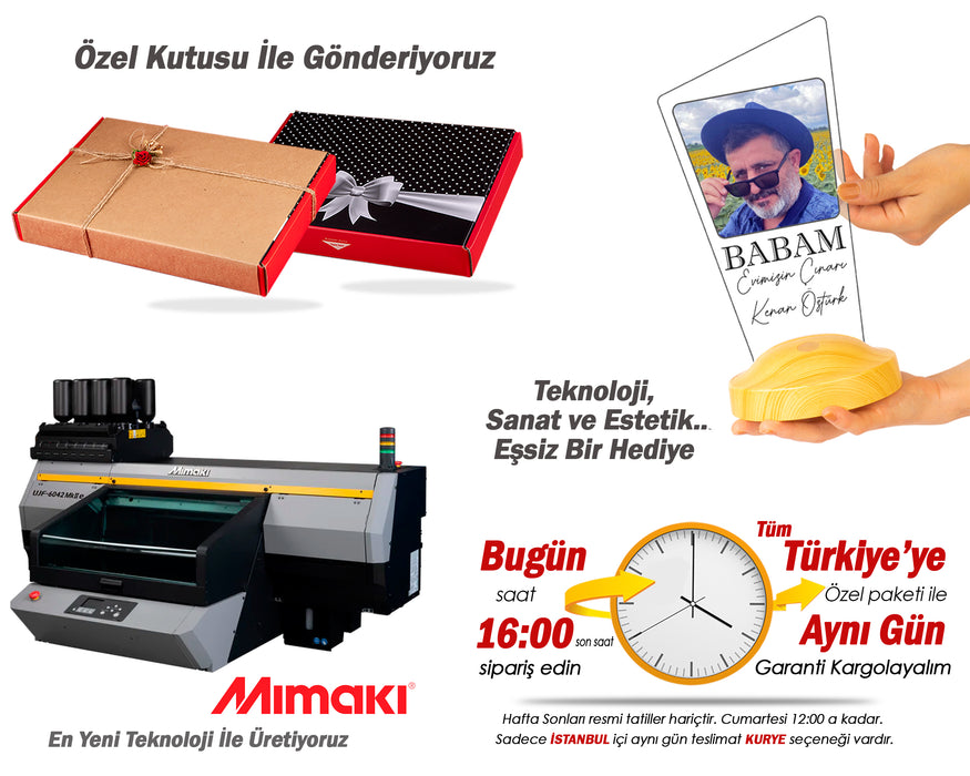 Babaya Hediye, Resimli , Babalar Günü Hediyesi, Babama Hediye,Fotoğraflı Renkli 3D Led Lamba