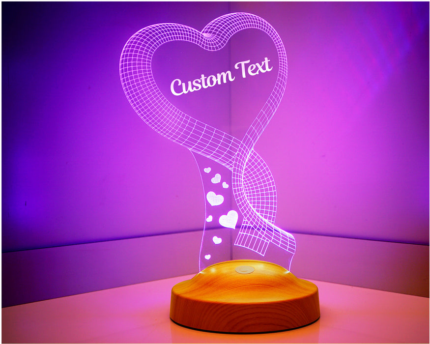 Kişiye Özel Tek Kalp Sevgiliye Kalpli Hediye, Seni Seviyorum Hediyesi, 3 Boyutlu Led Lamba