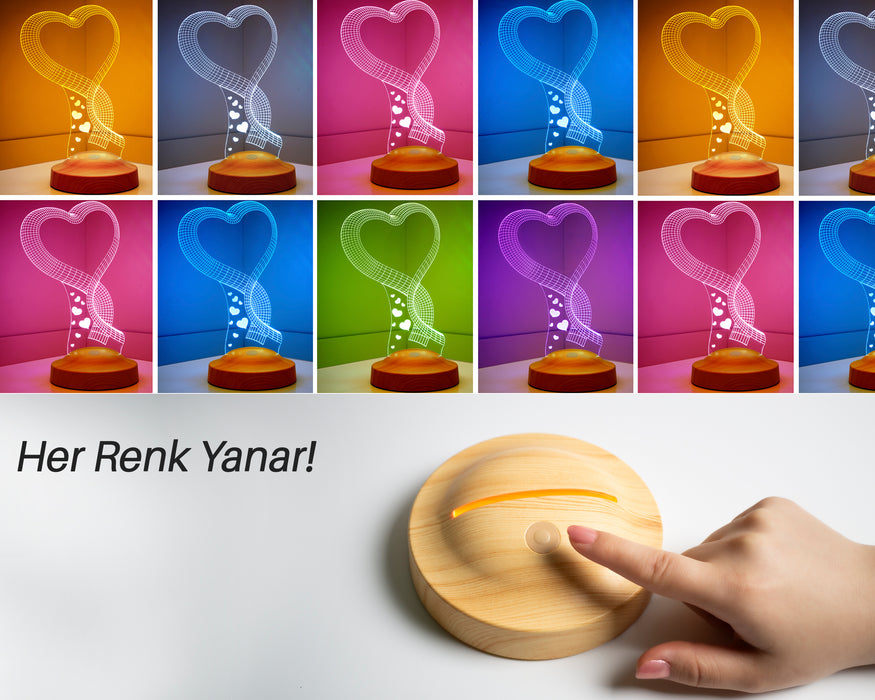Kişiye Özel Kalp Doğum Günü, Kalpli Hediye, İyi Ki Doğdun Hediyesi, 3 Boyutlu Led Lamba