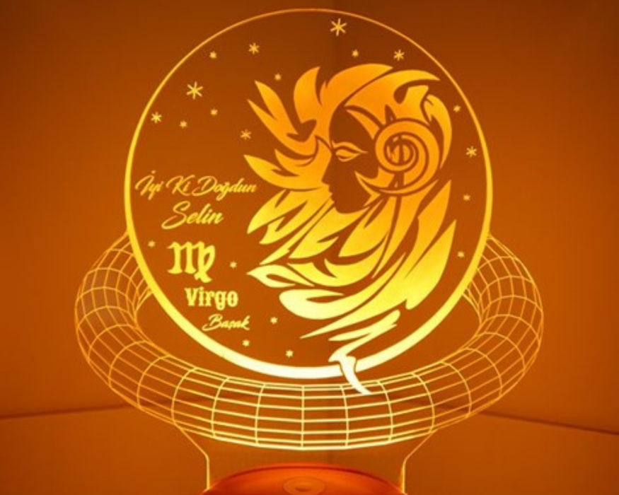 Kişiye Özel Başak Burcu 3 boyutlu LED Lamba