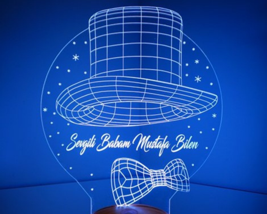 Kişiye Özel Baba Temalı Üç Boyutlu Led Lamba